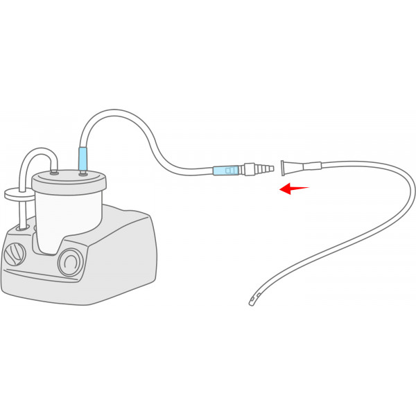 funnel shape connector for safe connection to the suction equipment